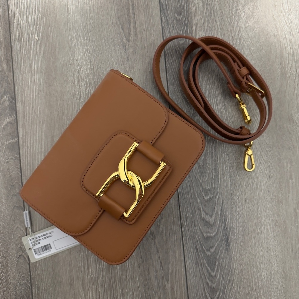 Cognac Gabine Leather Crossbody Bag from Charles and Keith